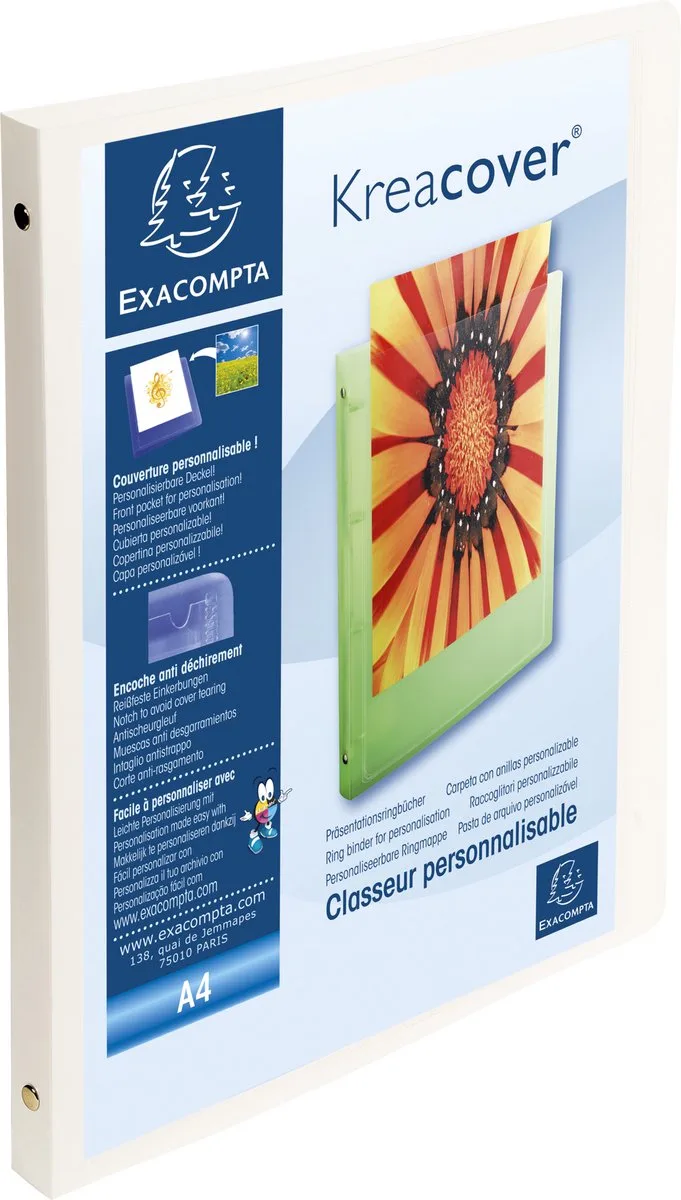 Exacompta 20x Kreacover Ringband opaak PP 5/10de - 4 ringen van 15mm - A4 - 51189E von Exacompta in Weiß – Produktfoto