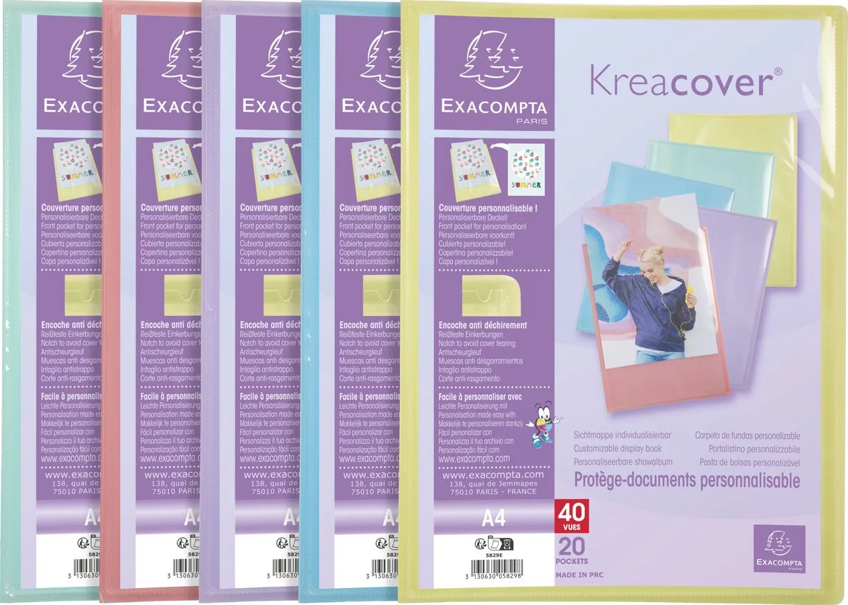 Exacompta 20x Showalbum in polypropyleen Kreacover Pastel 40 zichten - A4 - 5829E by Exacompta in Geassorteerd – product photo