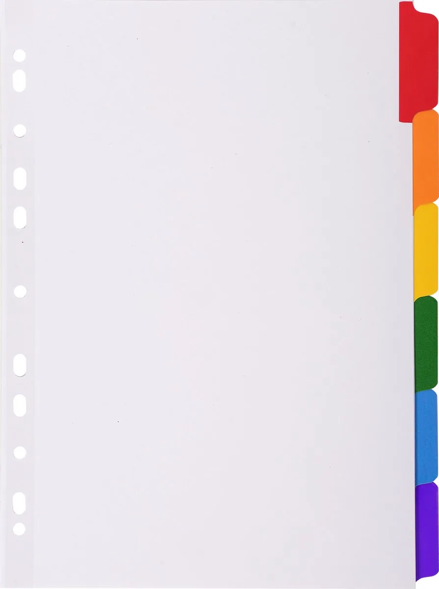 Exacompta 20x Tabbladen karton 160g - geplastificeerde gekleurde tabs + index - 6 tabs - A4 - 2306E by Exacompta in White – product photo