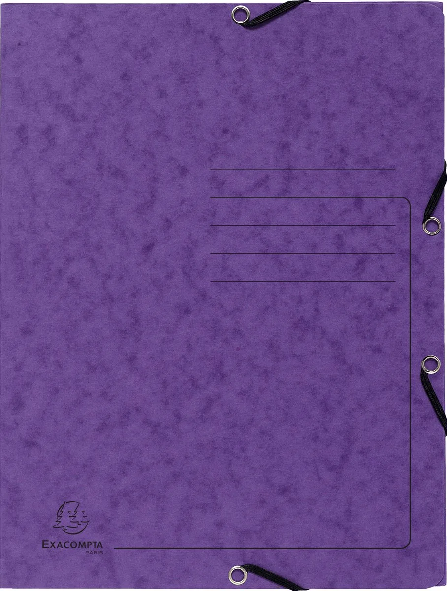 Exacompta 25x Bedrukte Elastomappen met klep - glanskarton 355g/m2 - A4 - 55408E by Exacompta in Purper – product photo