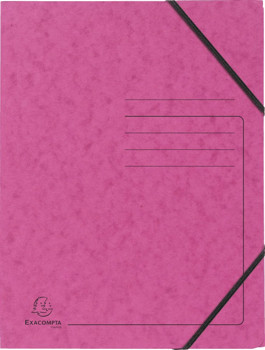 Exacompta 25x Bedrukte Elastomappen zonder klep - glanskarton 355g/m2 - A4 - 555420E by Exacompta in Pink – product photo