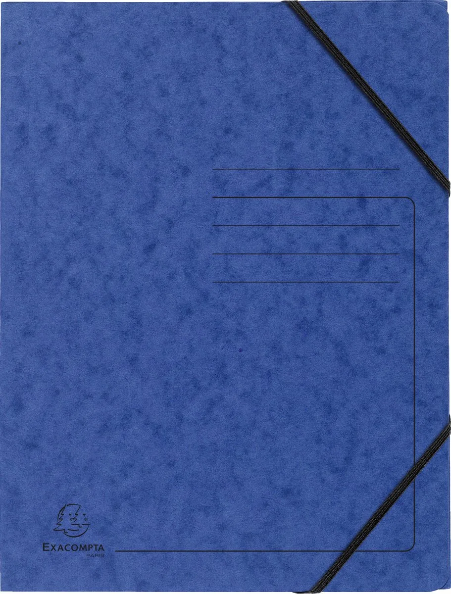 Exacompta 25x Bedrukte Elastomappen zonder klep - glanskarton 355g/m2 - A4 - 555412E de Exacompta en Bleu – photo produit