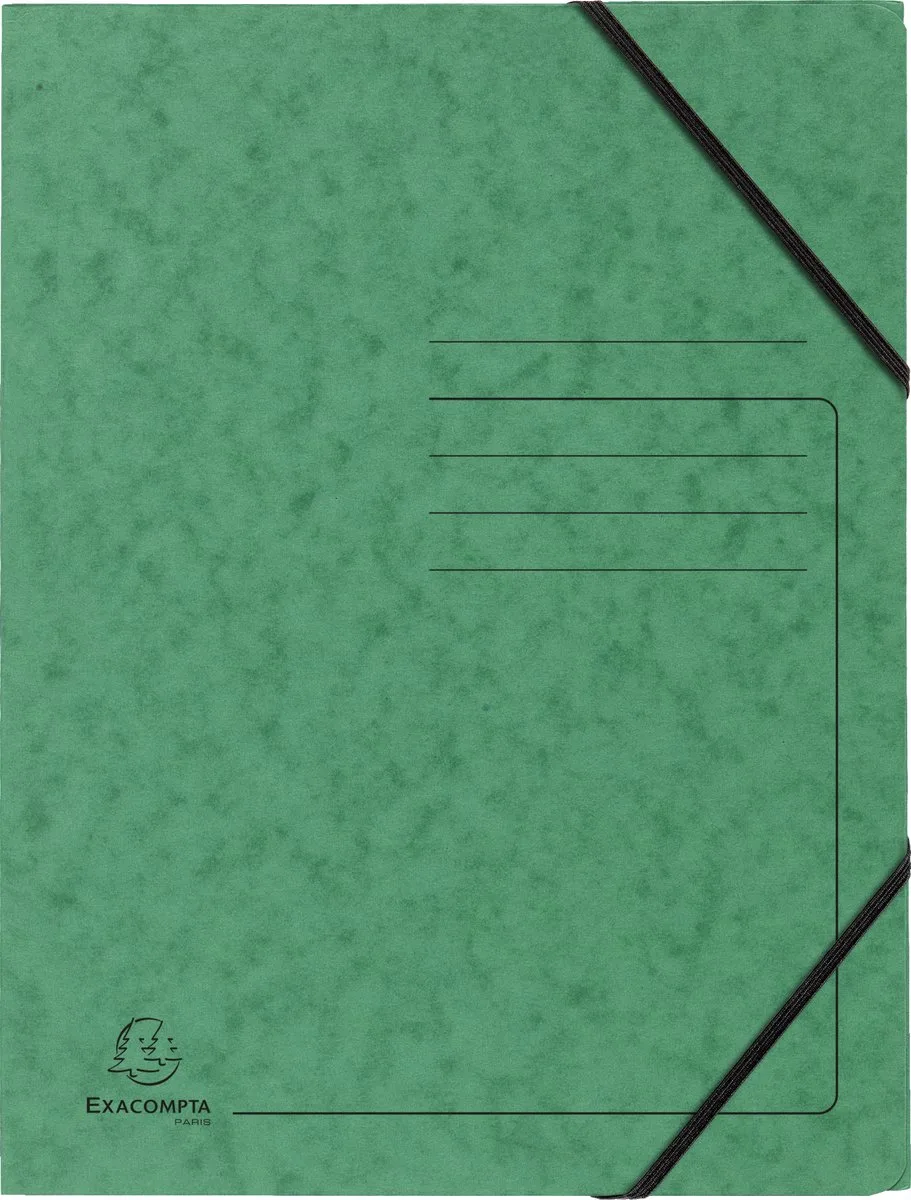 Exacompta 25x Bedrukte Elastomappen zonder klep - glanskarton 355g/m2 - A4 - 555413E by Exacompta in Green – product photo