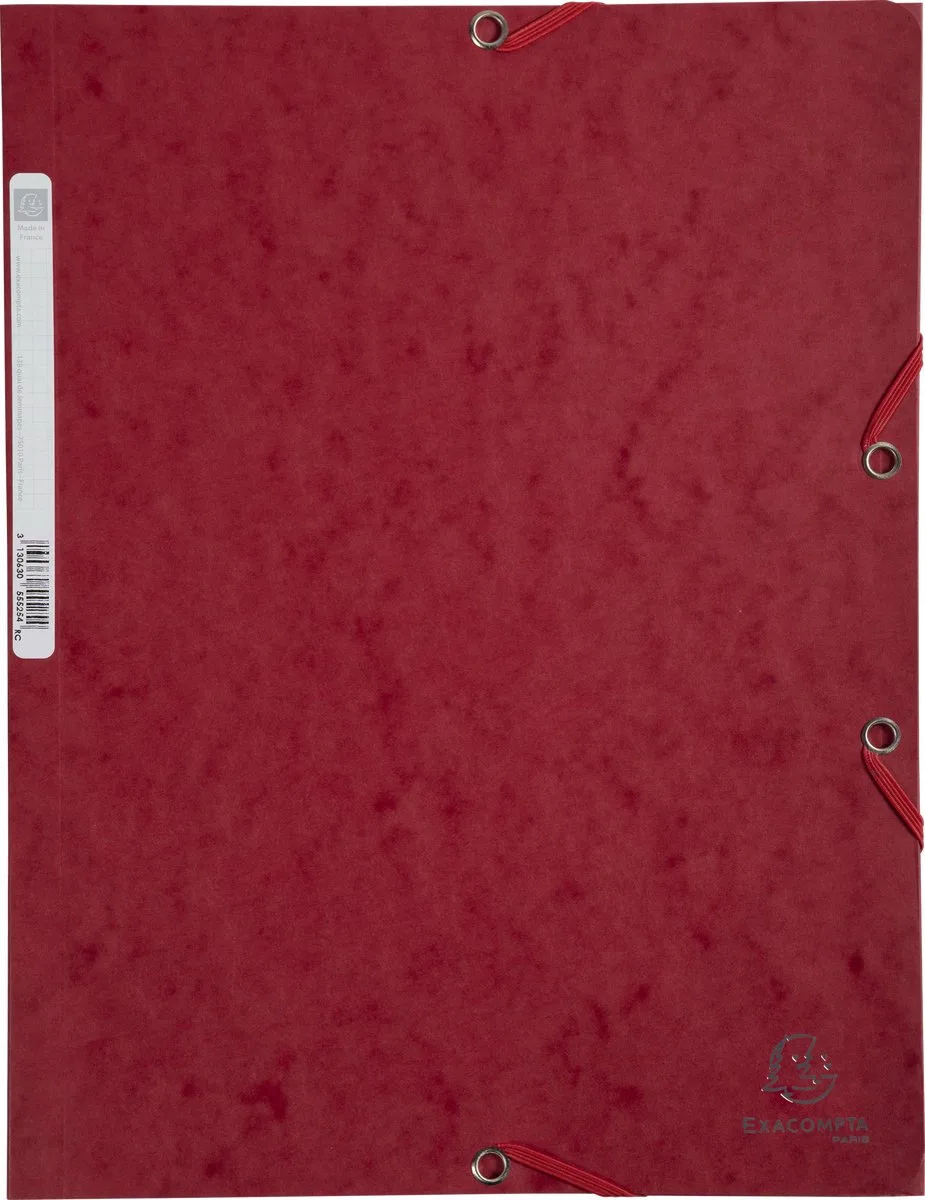 Exacompta 25x Elastomap 3 kleppen in glanskarton 400g/m2 - A4 - 55525E de Exacompta en Kersenrood – photo produit