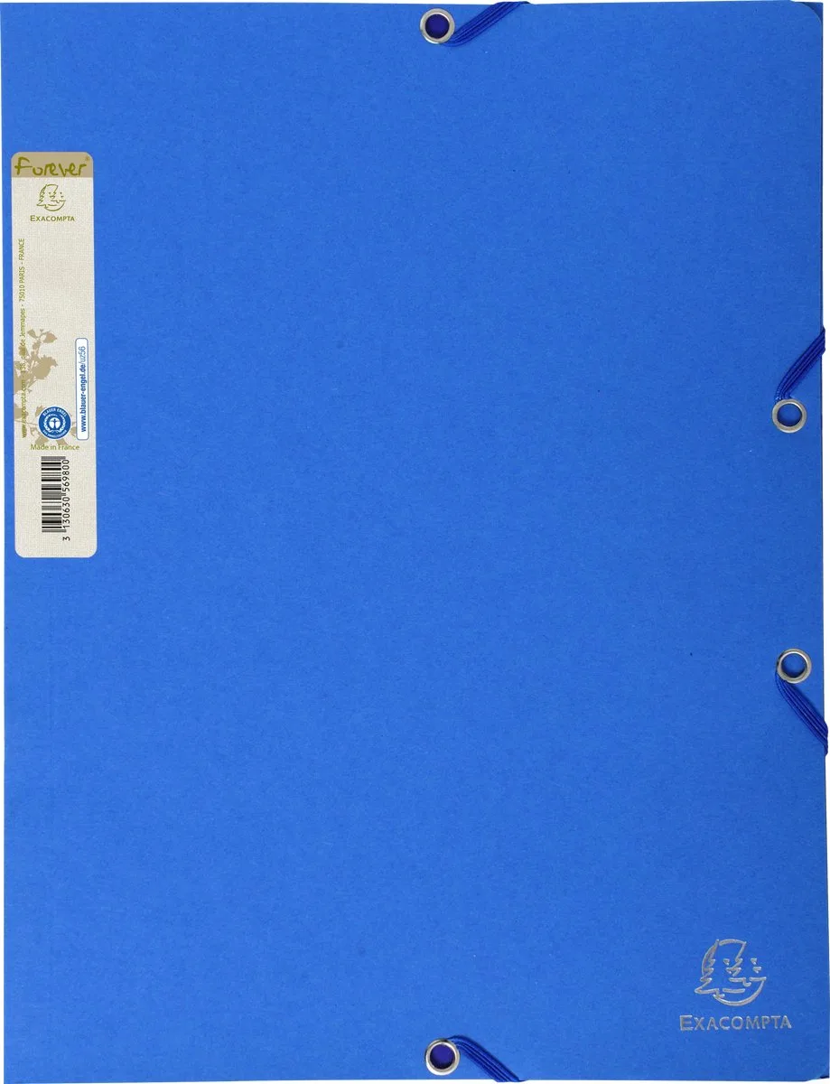 Exacompta 25x FOREVER® Elastomap 3 kleppen uit gerecycleerd karton 380g/m2 - A4 - 56982E van Exacompta in Lichtblauw – productfoto