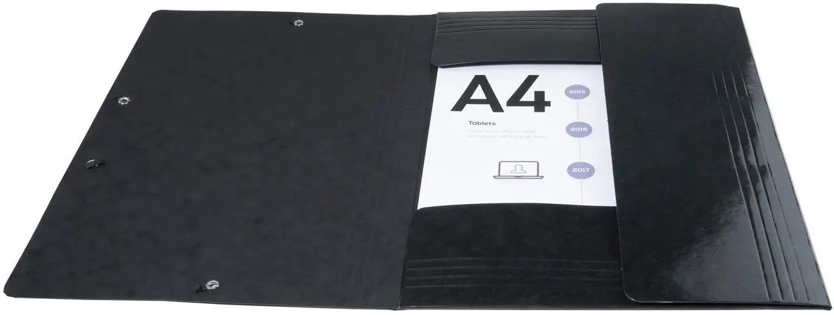 Exacompta 25x IDERAMA® Elastomap 3 kleppen Maxi Capacity 425gm2 A4 - 55821E van Exacompta in Zwart – productfoto