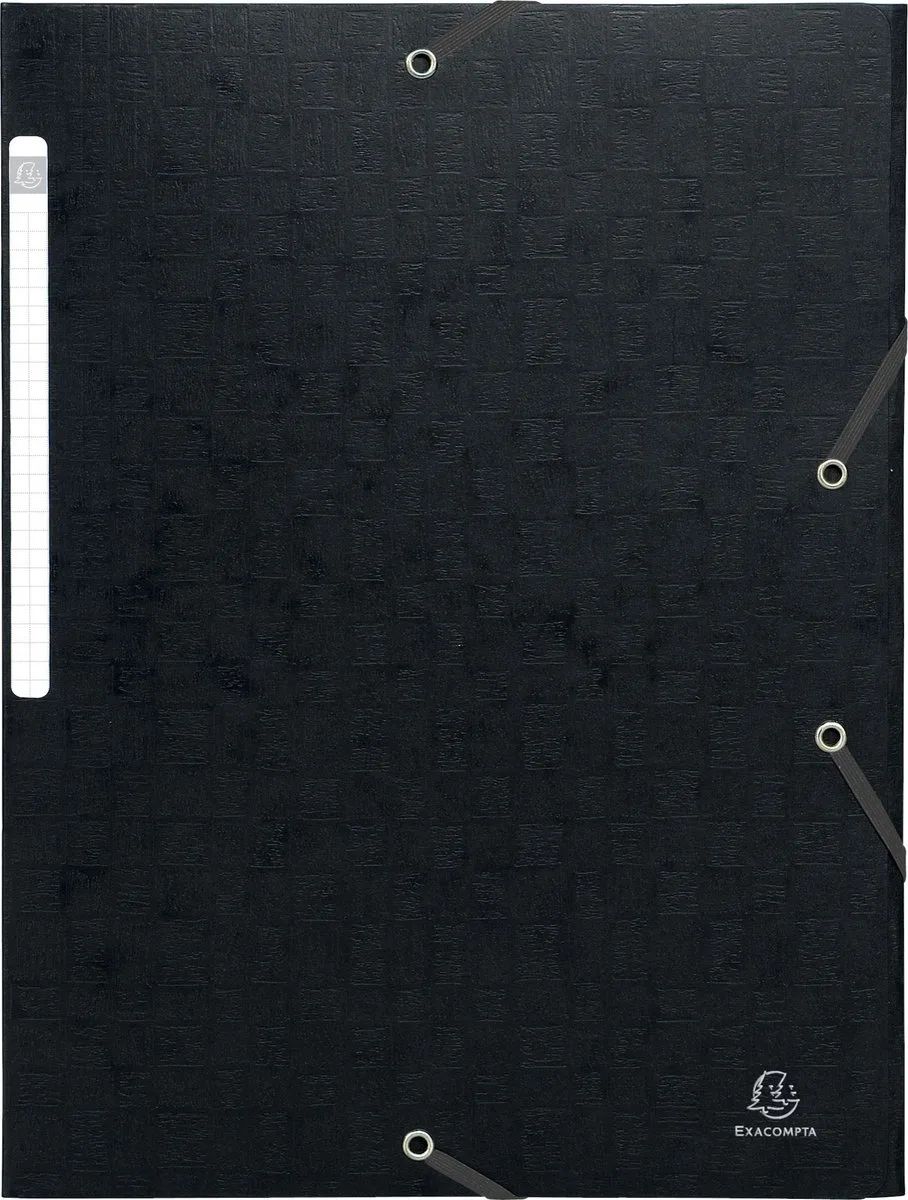 Exacompta 25x Scotten Elastomap + 3 kleppen in gewafeld glanskarton 600g/m2 - A4 - 55951E van Exacompta in Zwart – productfoto