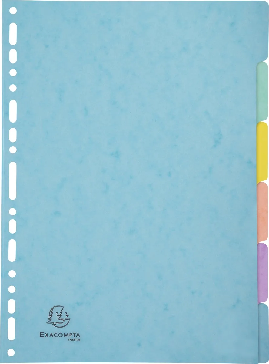 Exacompta 25x Tabbladen in glanskarton 400g/m2 Aquarel 6 verdelingen - A4 - 7706E van Exacompta in Geassorteerd – productfoto