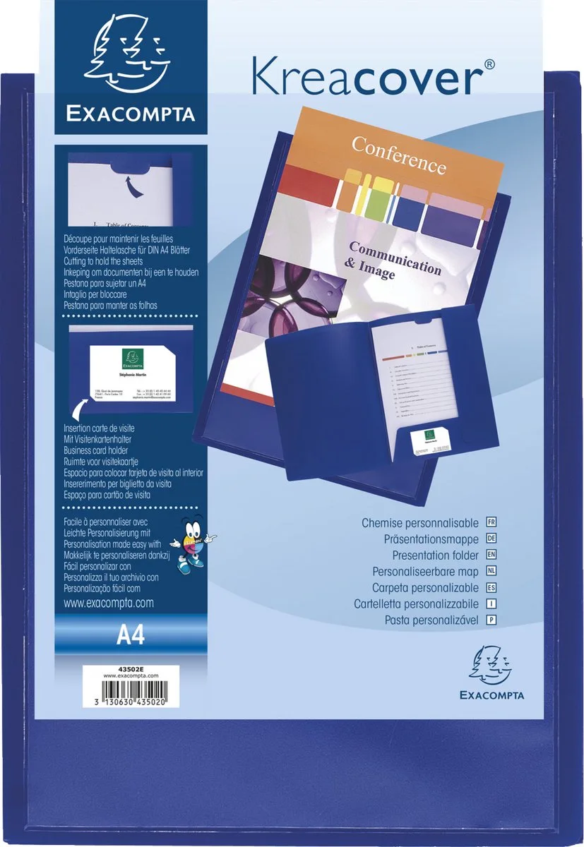 Exacompta 30x Kreacover®Personaliseerbare Presentatiemap - soepele PP - A4 - 43502E van Exacompta in Blauw – productfoto