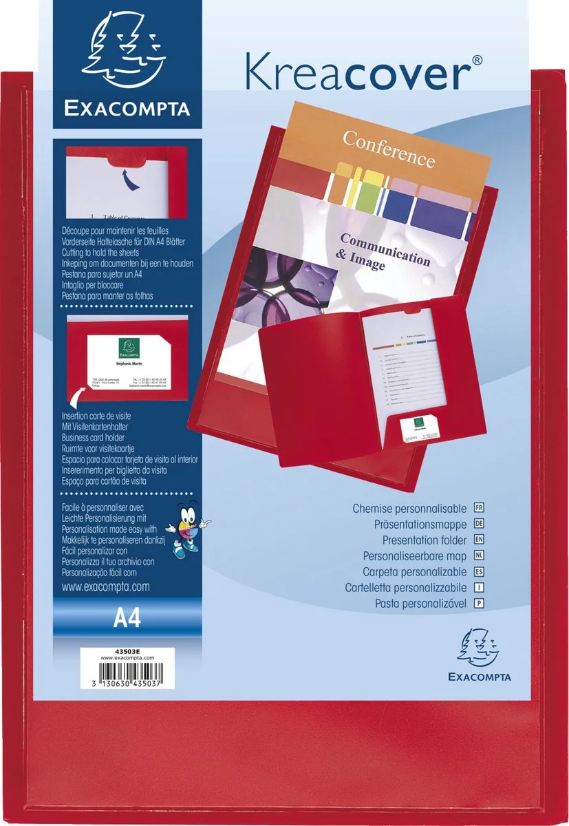 Exacompta 30x Kreacover®Personaliseerbare Presentatiemap - soepele PP - A4 - 43503E by Exacompta in Red – product photo
