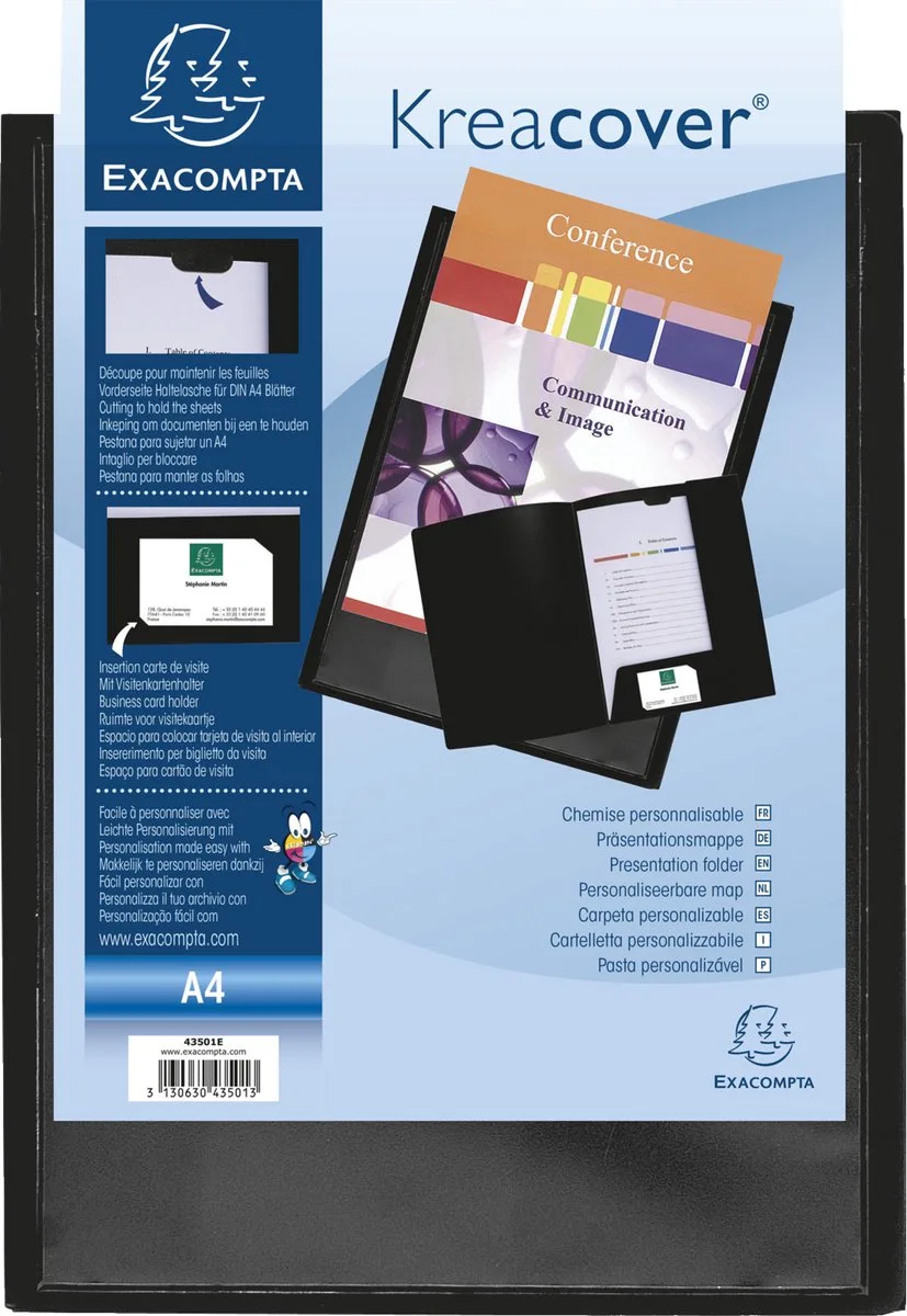 Exacompta 30x Kreacover®Personaliseerbare Presentatiemap - soepele PP - A4 - 43501E de Exacompta en Noir – photo produit