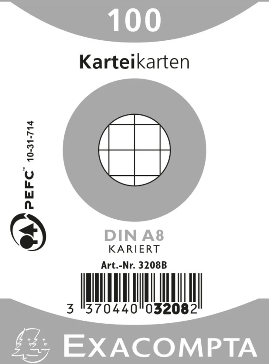 Exacompta 48x Pak 100 steekkaarten bristol in folie - geruit 5x5 niet geperforeerd 55x74mm - 3208B von Exacompta in Weiß – Produktfoto
