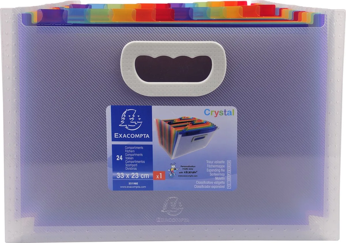 Exacompta 4x Crystal PP Sorteermap met handvat 24 indelingen - 55198E van Exacompta in Transparant – productfoto