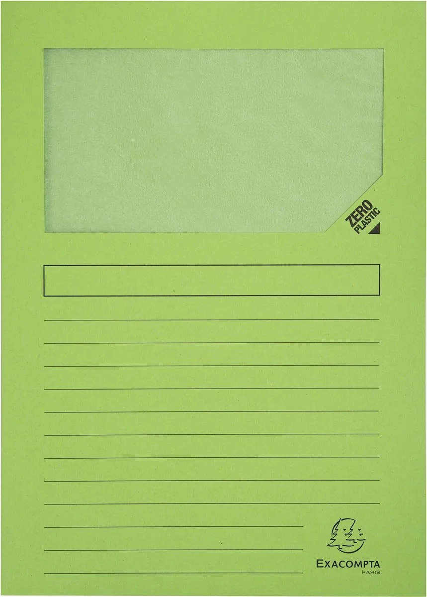 Exacompta 4x FOREVER® Pak van 100 venstermappen 120g/m2 - 22x31cm voor A4 - 50107E de Exacompta en Grasgroen – photo produit