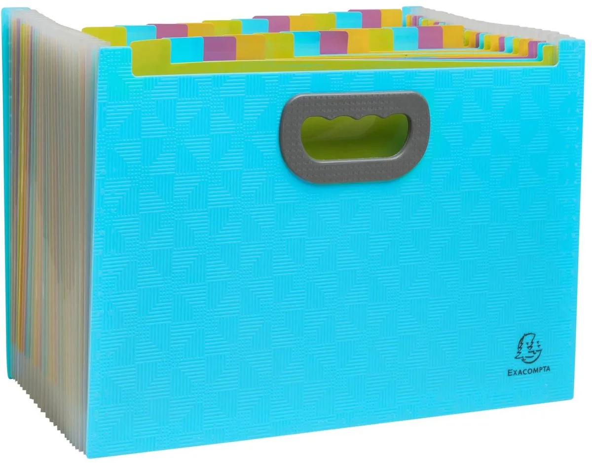 Exacompta 4x Maxi sorteermap met 24 vakken in gerecycled PP Pop'N Co - 55199E van Exacompta in Cyaan – productfoto
