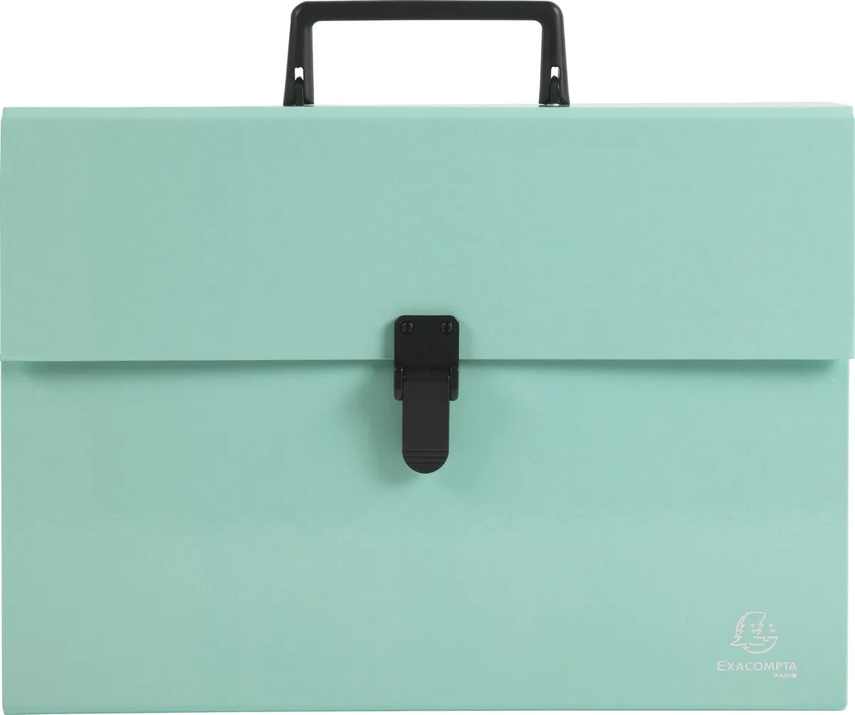 Exacompta 4x Sorteerkoffer met handvat 18 vakken Aquarel - 56763E de Exacompta en Pastelgroen – photo produit