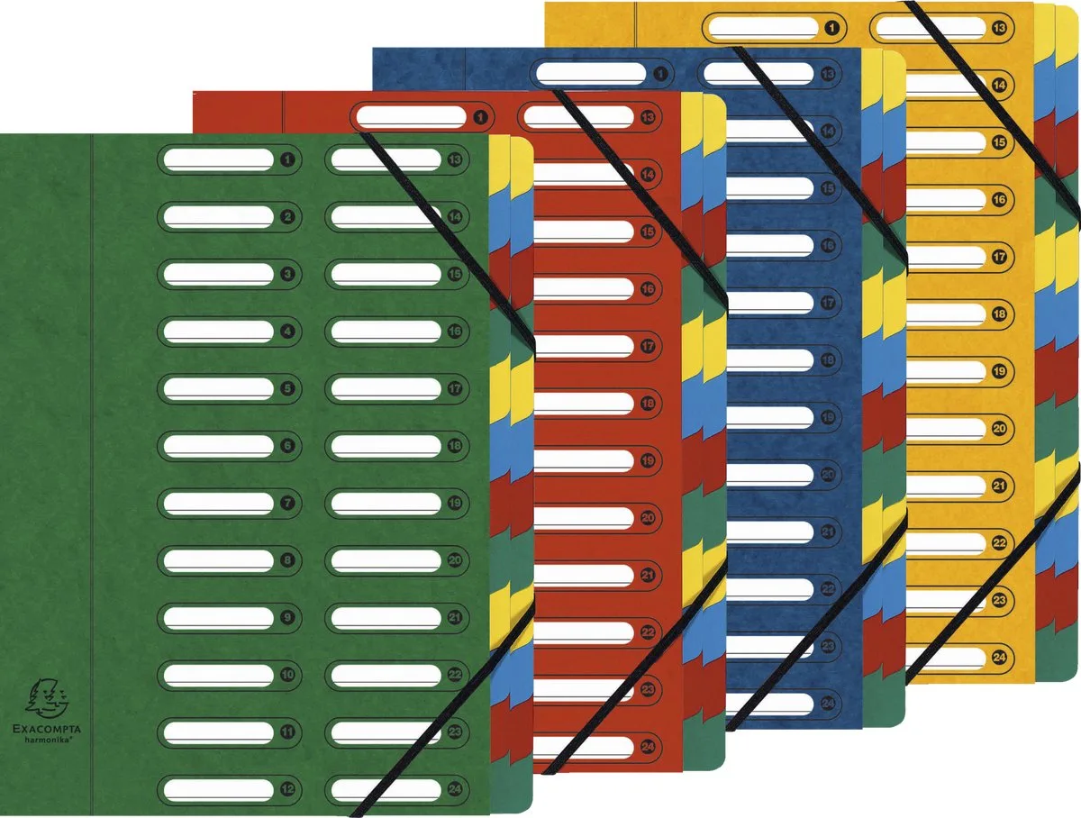 Exacompta 4x Sorteermap HARMONIKA® met uitrekbare rug en uitgesneden vensters - 24 indelingen - 5324E van Exacompta in Geassorteerd – productfoto