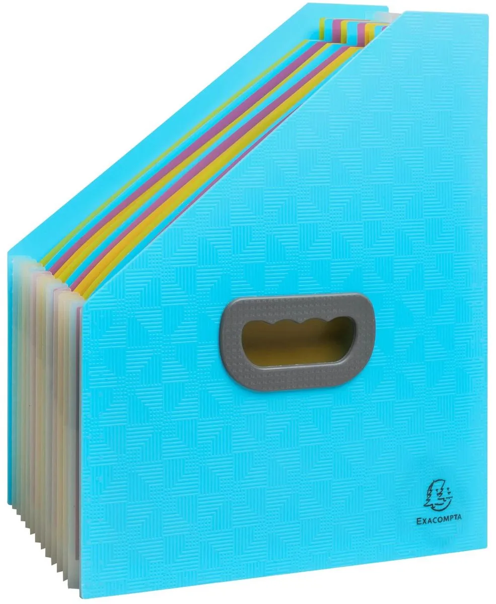 Exacompta 4x Sorteermap tijdschriftenhouder met 12 vakken in gerecycled PP Pop'N Co - 55599E van Exacompta in Cyaan – productfoto