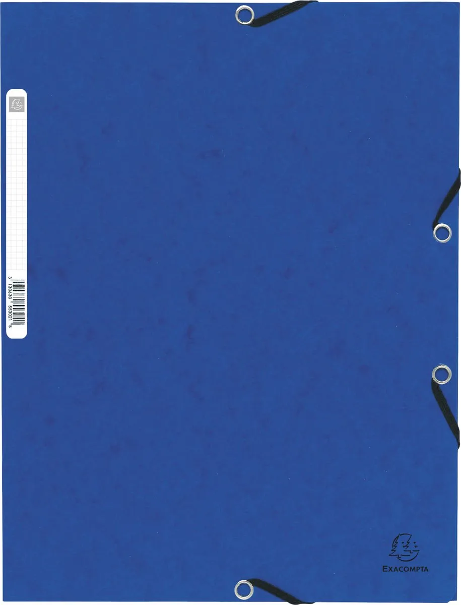 Exacompta 50x Elastomap met 3 kleppen in glanskarton 355g/m2 - 55302E van Exacompta in Blauw – productfoto