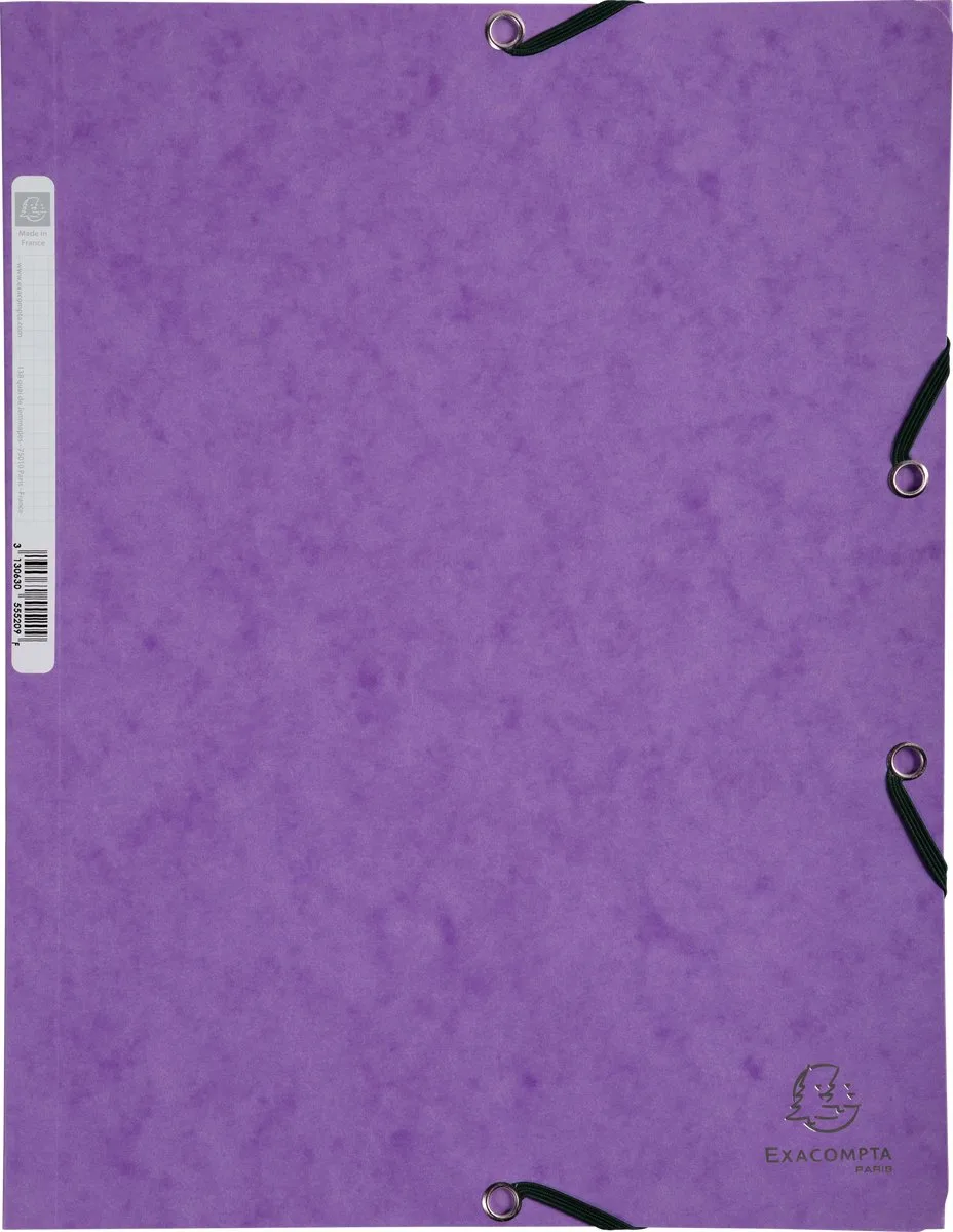 Exacompta 50x Elastomap met 3 kleppen in glanskarton 355g/m2 - 55308E de Exacompta en Purper – photo produit
