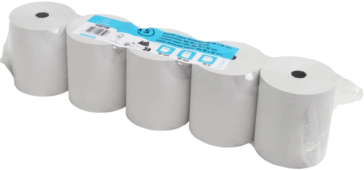 Exacompta 50x Kassarollen 80x70mm - 1 laag thermisch papier 44g/m2 - zonder BPA - 44819E von Exacompta in Weiß – Produktfoto
