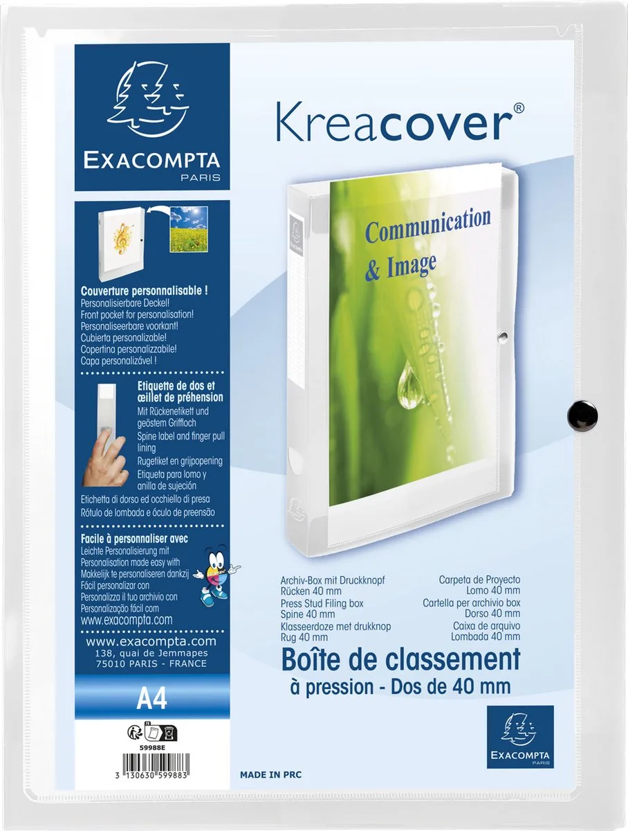 Exacompta 5x Kreacover® Chromaline PP 7/10de Klasseerdoos Rug 40mm - A4 - 59988E by Exacompta in Kleurloos – product photo