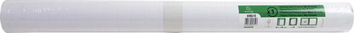 Exacompta 5x Navulling papier voor conferentiebord - 20 vellen met microperforaties PREMIUM - Bedrukking recto geruit / verso effen - geleverd in rollen. - 69651E von Exacompta in Weiß – Produktfoto