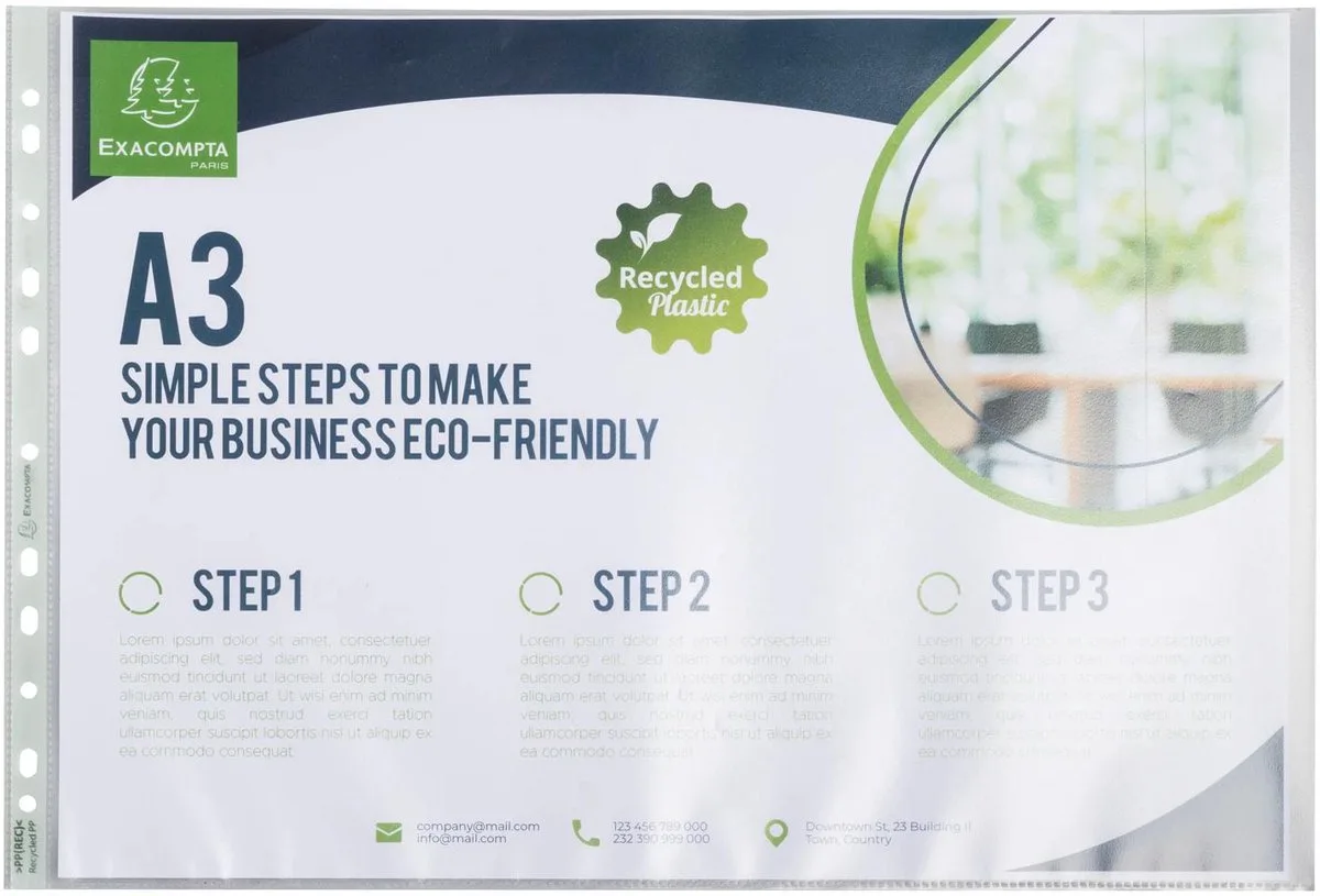 Exacompta 5x Zakje met 10 geperforeerde showtassen in gerecycled PP Forever 9/100e - A3 - 6230E van Exacompta in Doorschijnend – productfoto