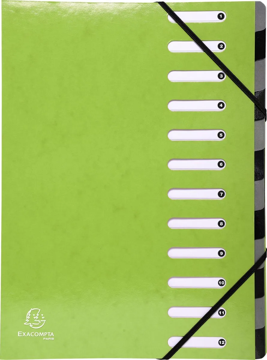 Exacompta 6x IDERAMA® Harmonika Sorteermap - 12 indelingen - 53923E fra Exacompta i Anijsgroen – produktbillede
