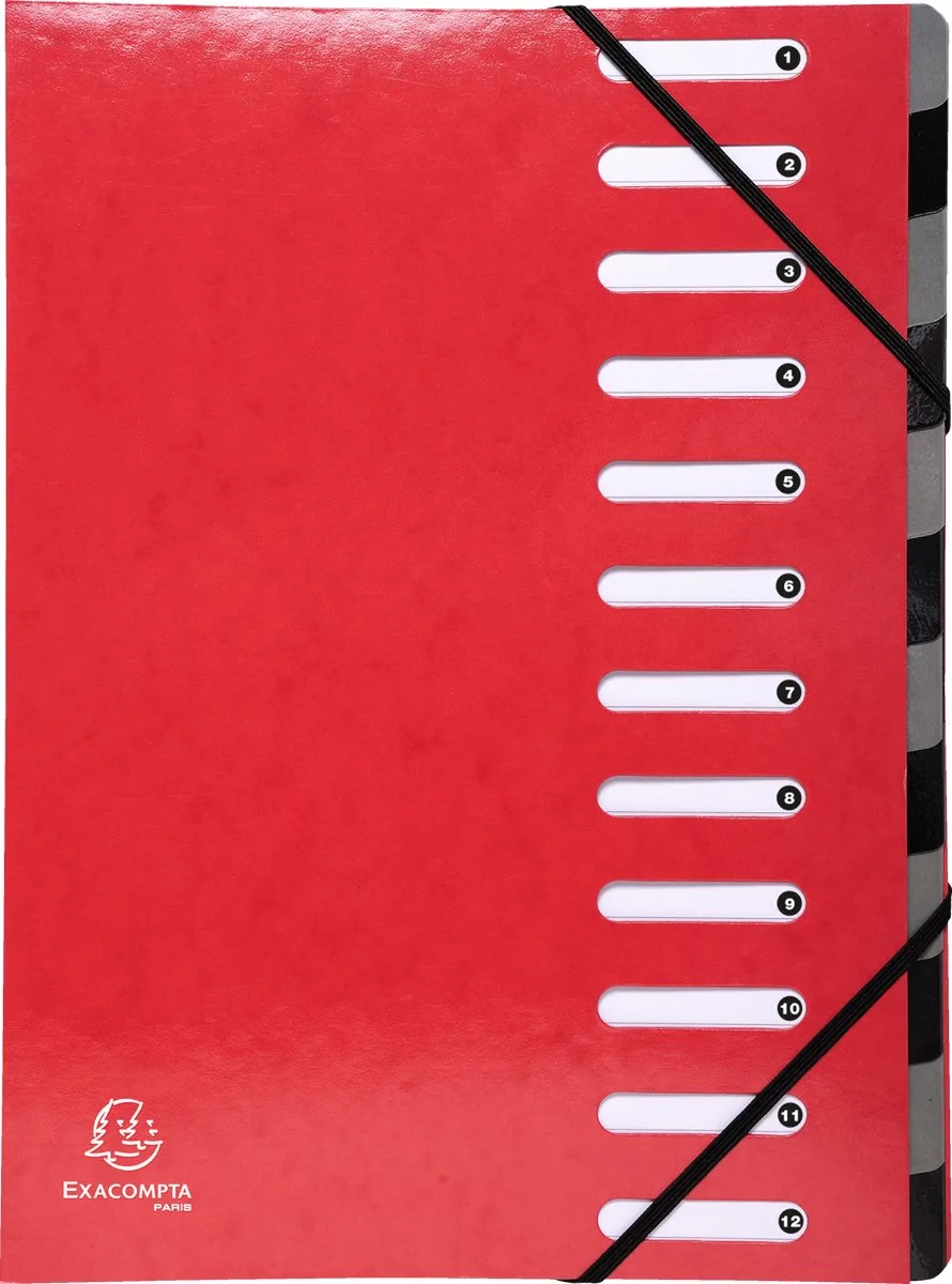 Exacompta 6x IDERAMA® Harmonika Sorteermap - 12 indelingen - 53925E fra Exacompta i Rød – produktbillede