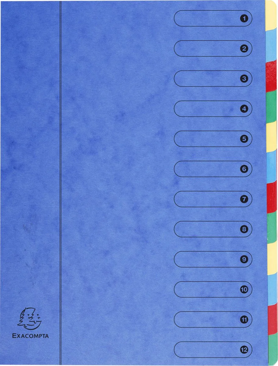 Exacompta 6x Sorteermap Harmonika met uitrekbare rug en elastosluiting - 12 indelingen - 5112E van Exacompta in Blauw – productfoto