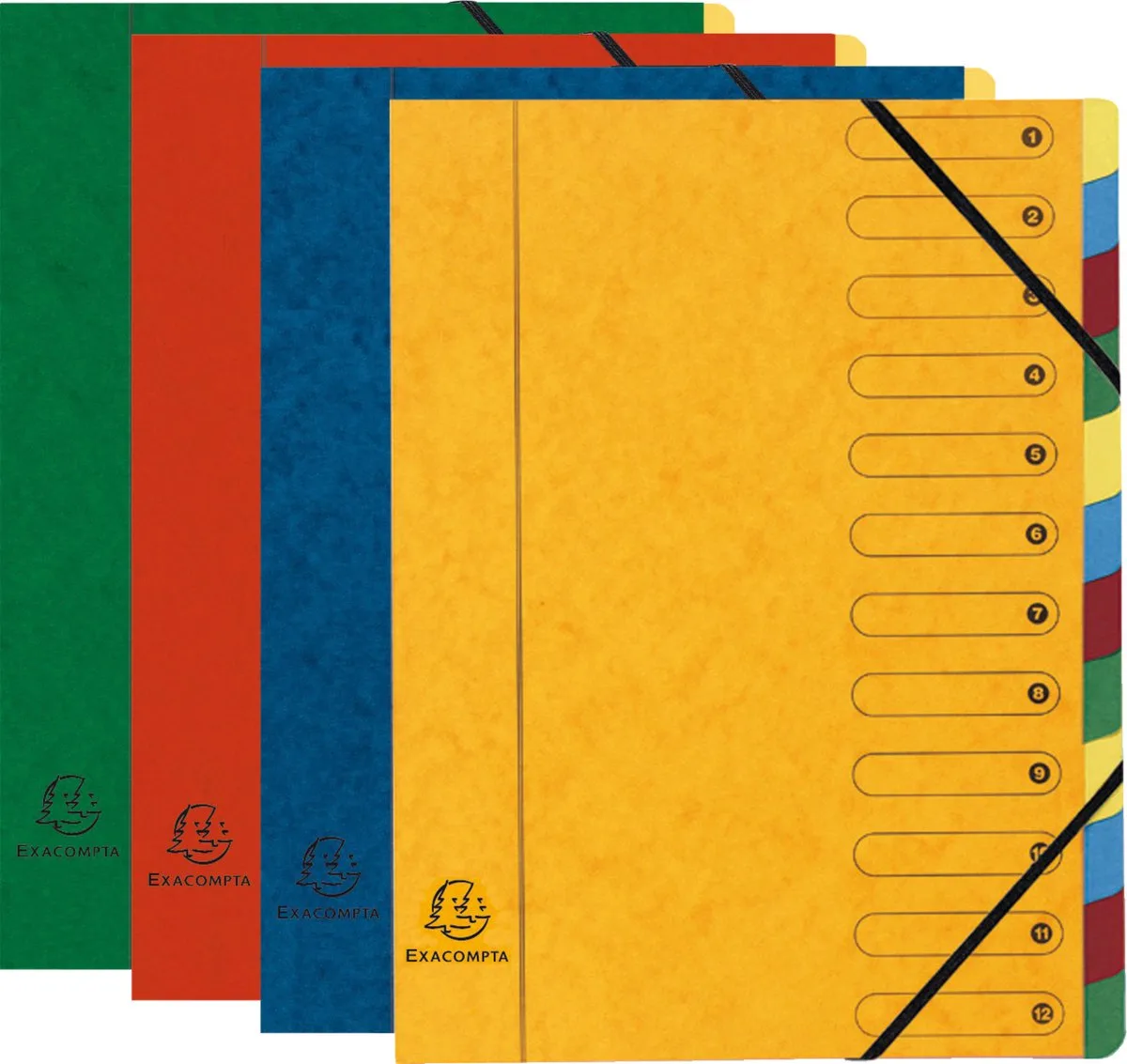 Exacompta 6x Sorteermap Harmonika® met uitrekbare rug en elastosluiting - 12 indelingen - 5212E van Exacompta in Geassorteerd – productfoto