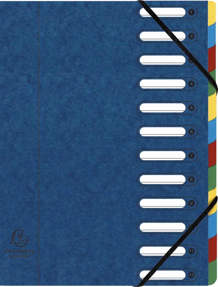 Exacompta 6x Sorteermap HARMONIKA® met uitrekbare rug en uitgesneden vensters - 12 indelingen - 55122E van Exacompta in Blauw – productfoto