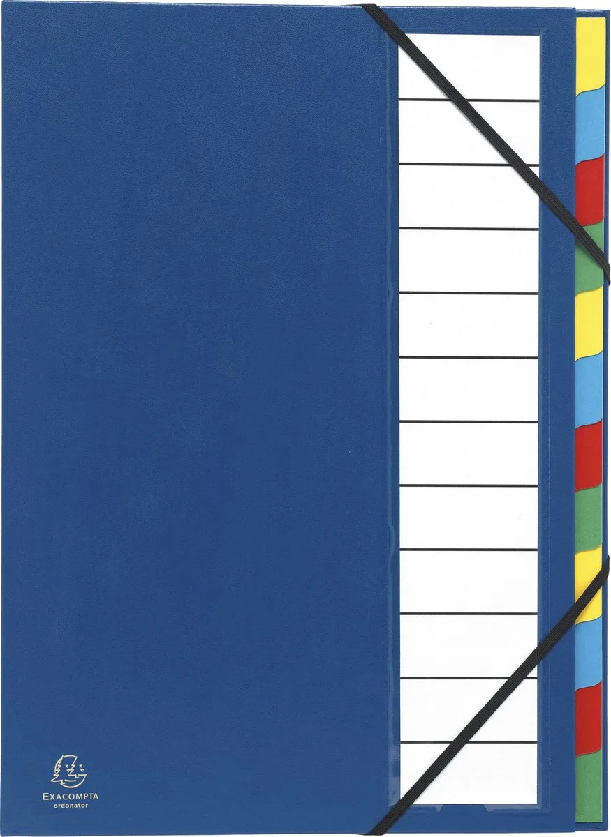 Exacompta 6x Sorteermap Harmonika® Ordonator®Sorteermap met uitrekbare rug en elastosluiting - 12 Indelingen - 55342E de Exacompta en Bleu – photo produit