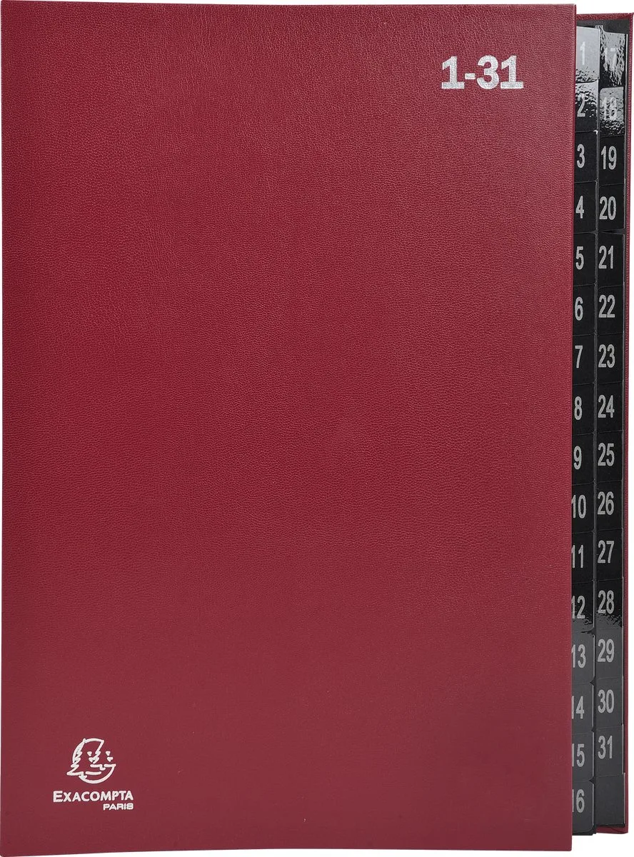 Exacompta 6x Sorteermap Ordonator® - 32 indelingen - genummerde tabs van 1 - 31 - 57035E van Exacompta in Rood – productfoto
