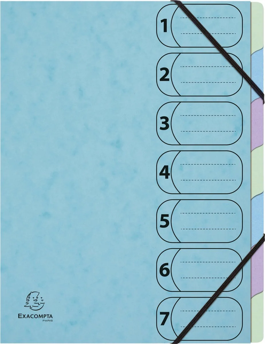 Exacompta 8x Harmonika sorteermap met elastieken 7 vakken Aquarel - A4 - 56560E fra Exacompta i Geassorteerd – produktbillede