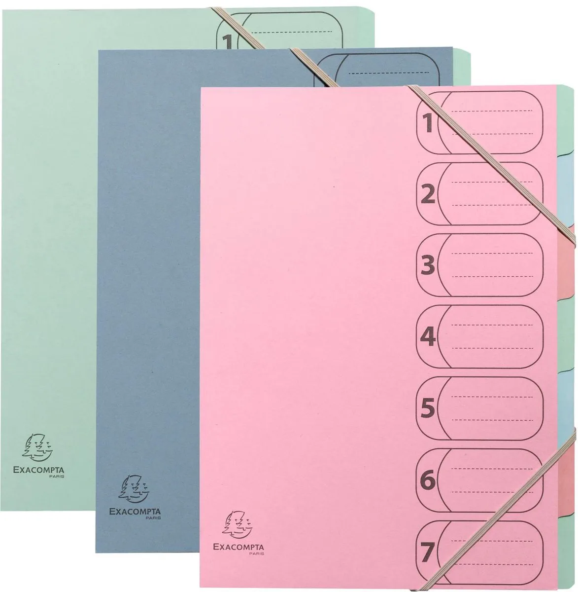 Exacompta 8x Harmonika sorteermap met elastieken gerecycled AutentiK 7 compartimenten - 56239E van Exacompta in Geassorteerd – productfoto