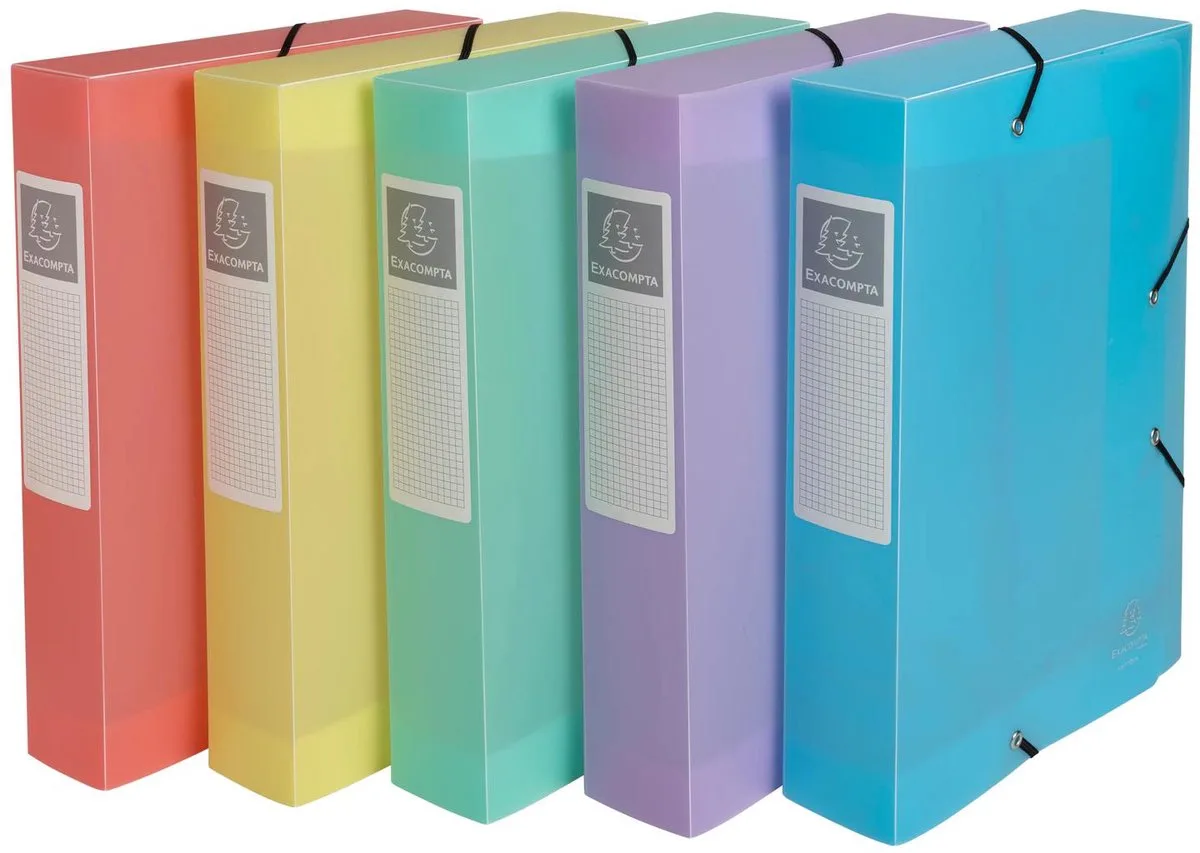 Exacompta 8x Klasseerdoos Exabox Rug 60mm - Polypropyleen 7/10e Chromaline pastel - A4 - 59370E från Exacompta i Geassorteerd – produktbild