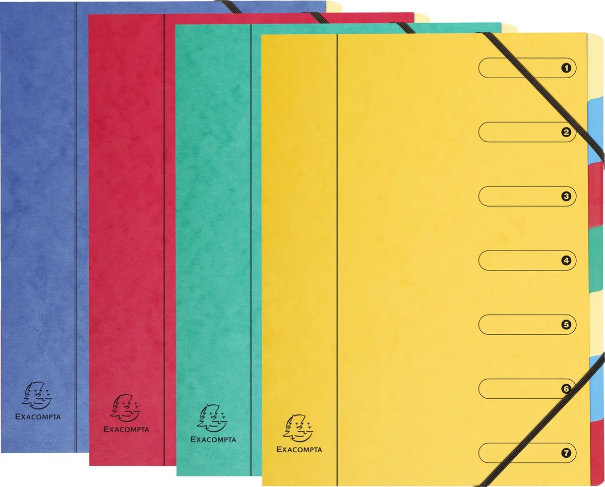 Exacompta 8x Sorteermap Harmonika met uitrekbare rug en elastosluiting - 7 indelingen - 5207E van Exacompta in Geassorteerd – productfoto