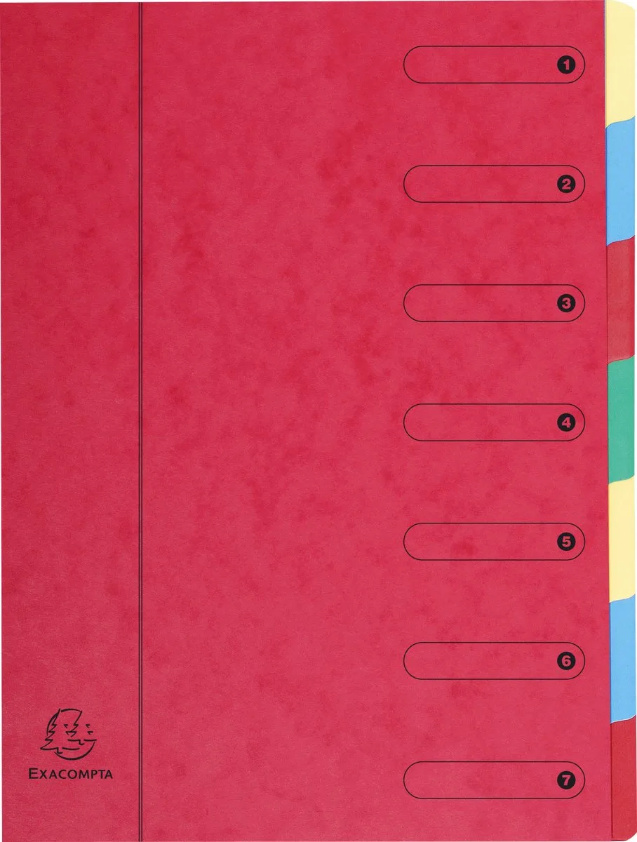 Exacompta 8x Sorteermap Harmonika® met uitrekbare rug en elastosluiting - 7 indelingen - 5107E van Exacompta in Rood – productfoto