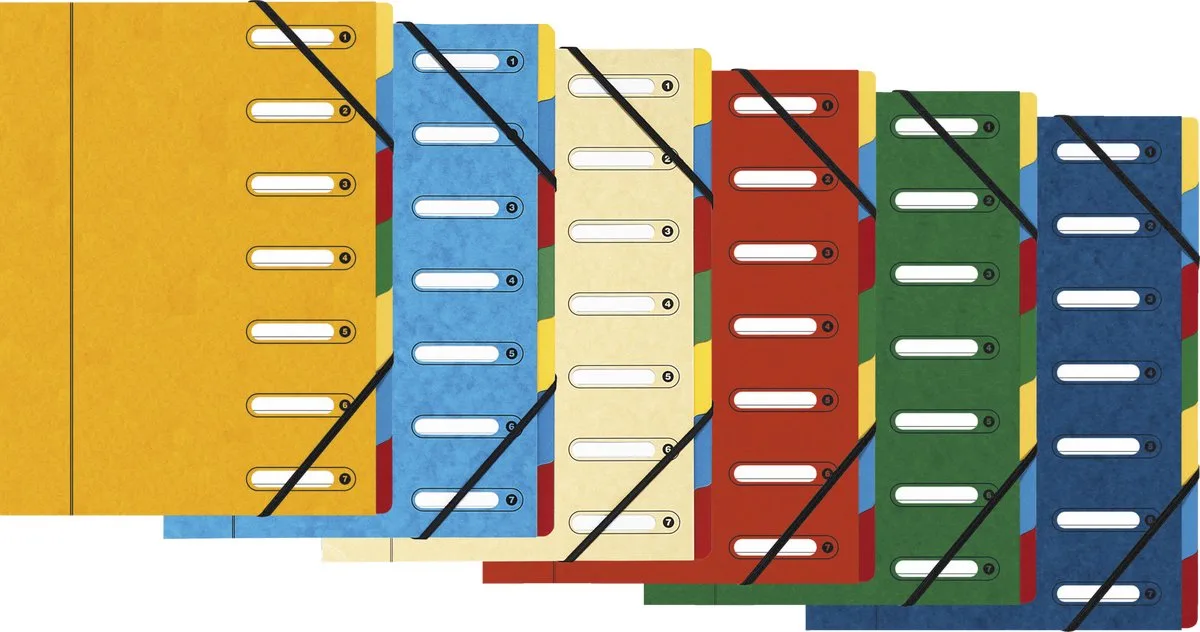 Exacompta 8x Sorteermap HARMONIKA® met uitrekbare rug en uitgesneden vensters - 7 indelingen - 5307E van Exacompta in Geassorteerd – productfoto