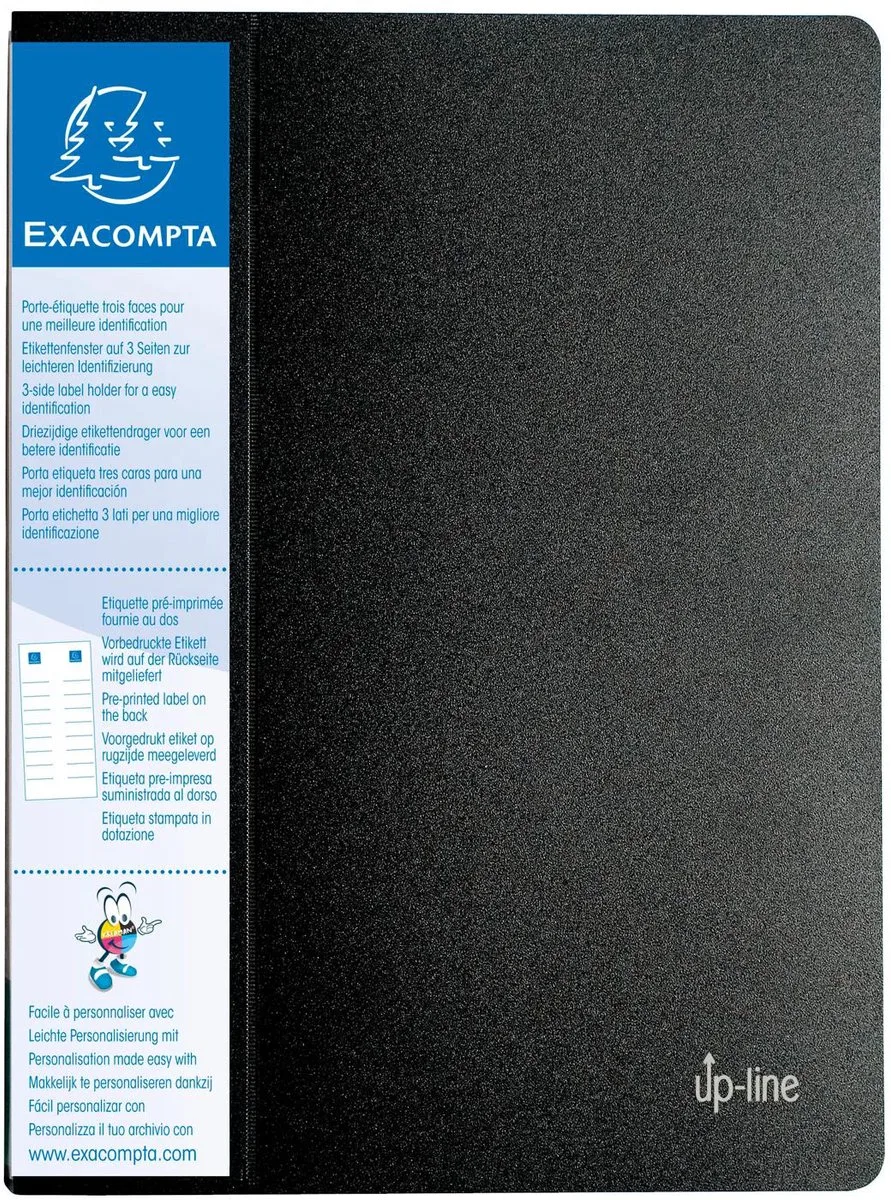 Exacompta 8x Up Line Showalbum met vaste rug en etiket op 3 zijden- harde PP- 60 tassen - 120 zichten - A4 - 88601E van Exacompta in Zwart – productfoto