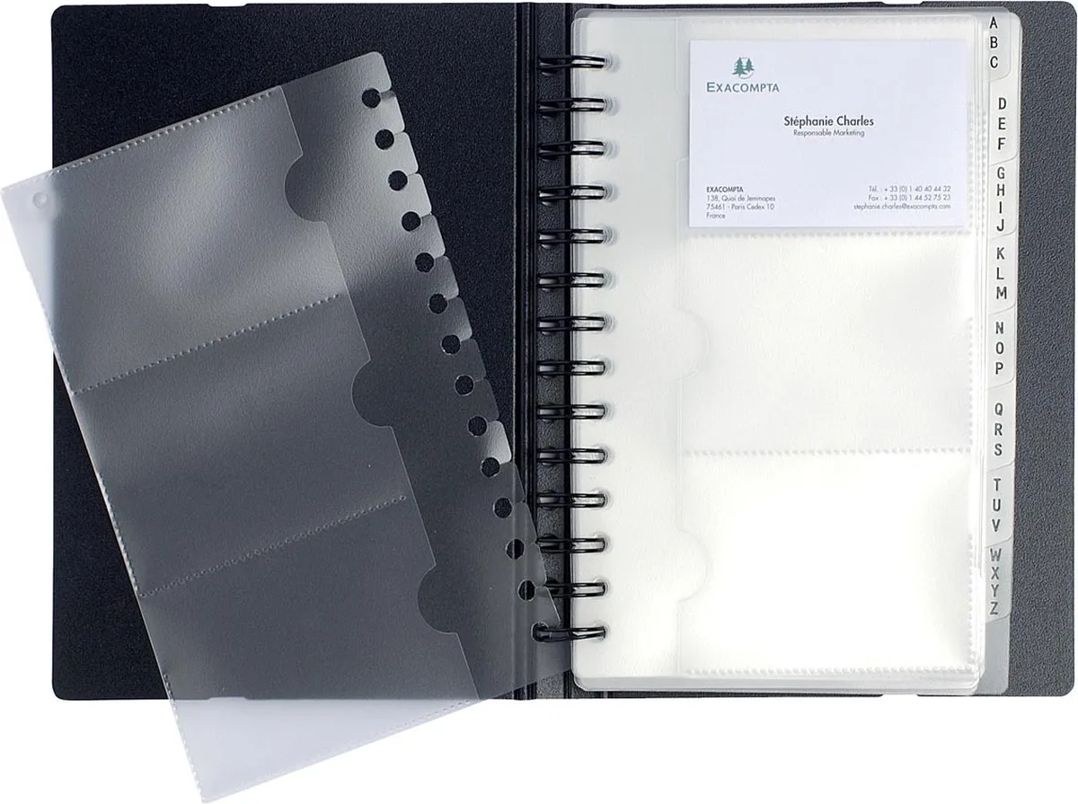 Exactive Visitekaarthouder met uitneembare tassen Exacard - 120 kaarten - 20x14,5cm - 75034E de Exacompta en Noir – photo produit