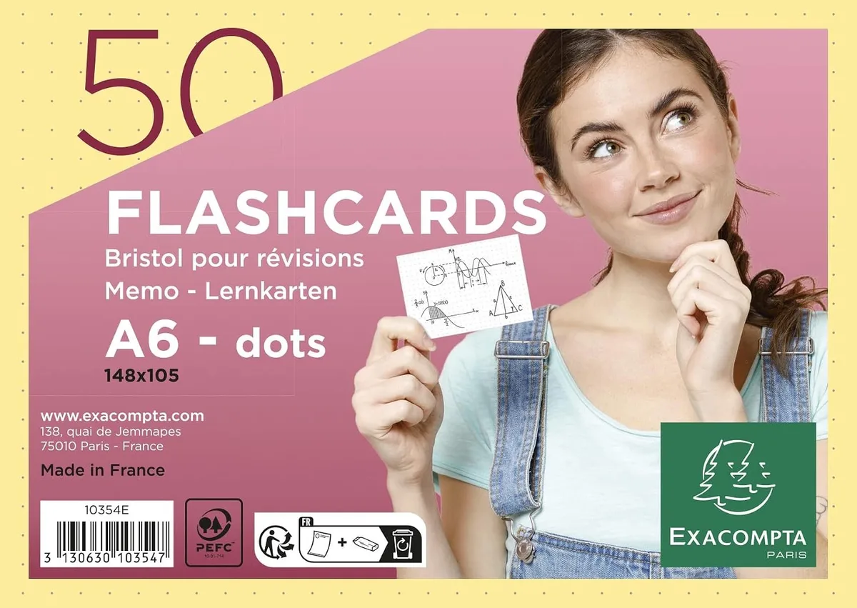 Flashcards A6 - 50 stuks met stippen de Exacompta en Jaune – photo produit
