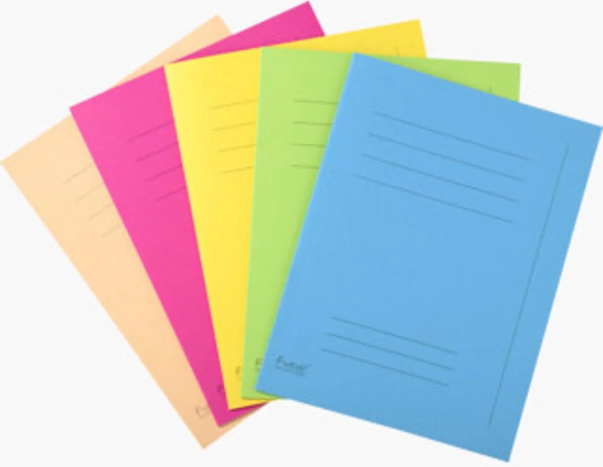 FOREVER 220 Pak 50 bedrukte dossiermappen 220g/m2 - 24x32cm voor A4. - Geassorteerd - 435000E fra Exacompta i Fel groen – Fuchsia – Geel – Gems – Lichtblauw – produktbillede