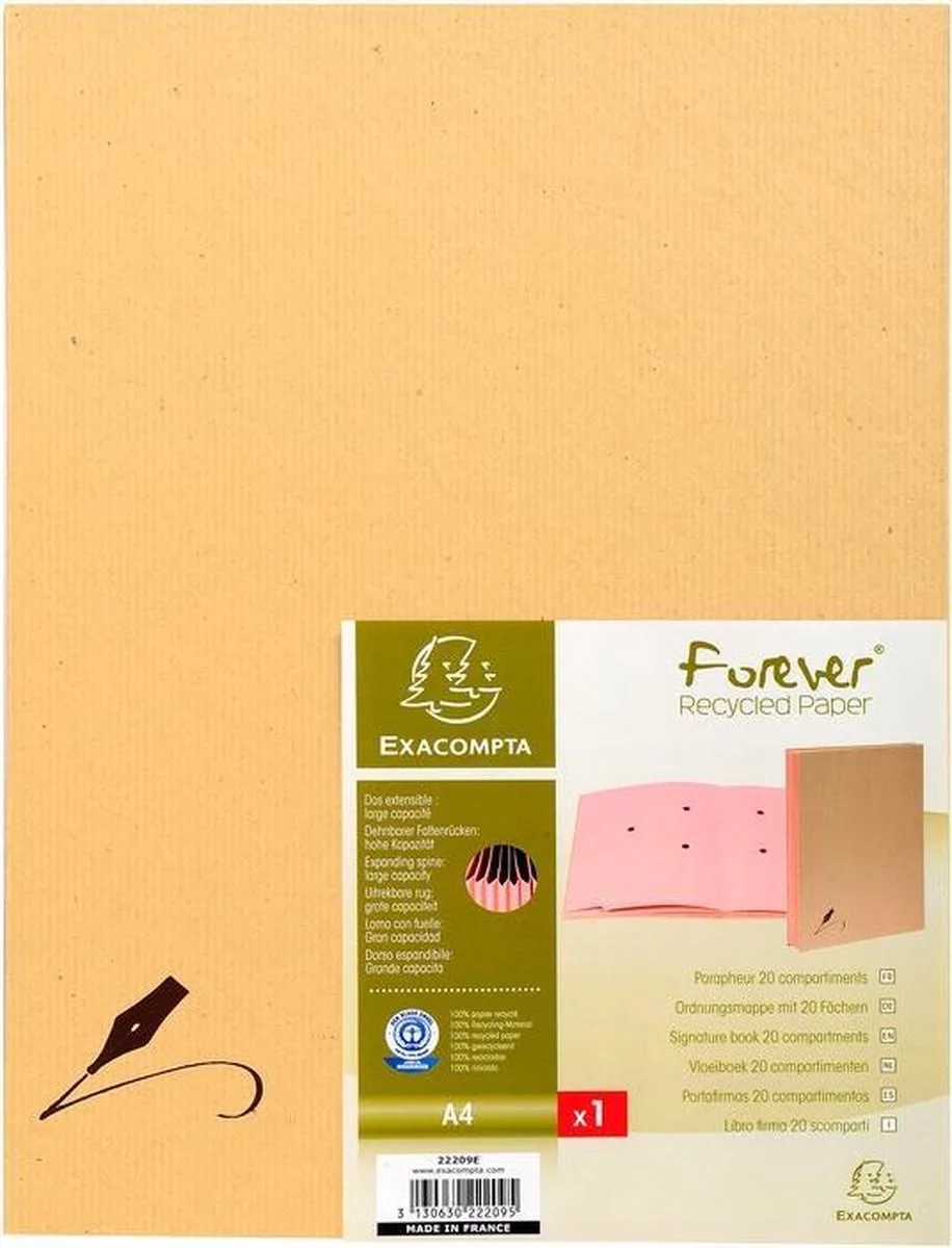 FOREVER® Handtekenmap in kraft met harmonicarug - 20 indelingen - Kraft bruin - 22209E by Exacompta – product photo
