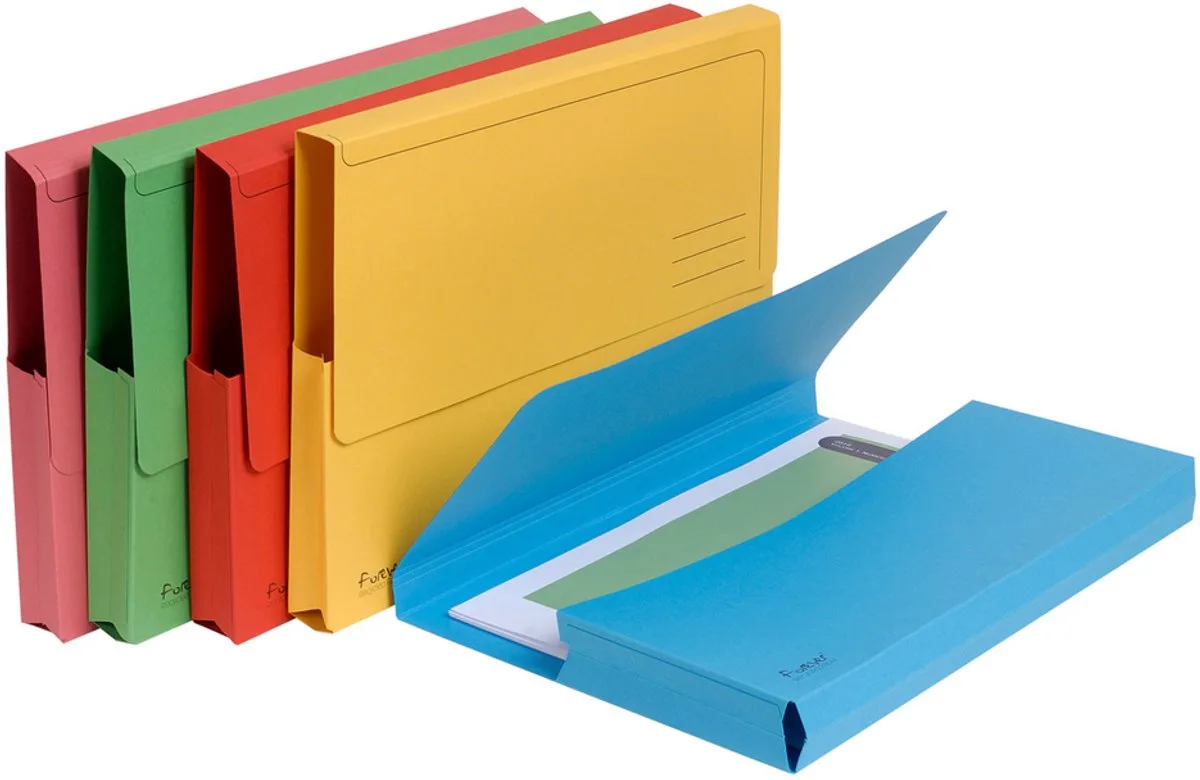 FOREVER® Pak van 10 pocketmappen 290g/m2 - 24x32cm voor A4 - Geel - 46979E van Exacompta in Blauw – productfoto