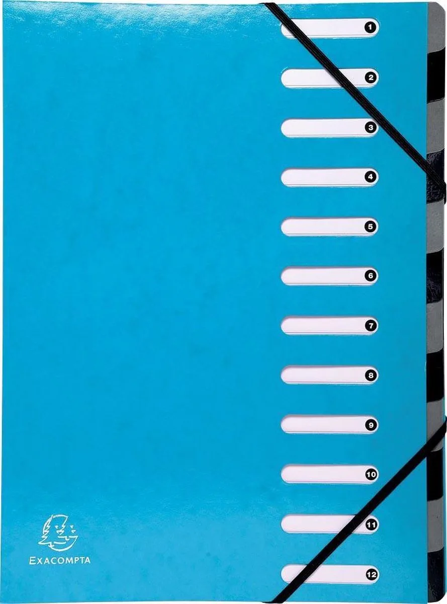 IDERAMA® Harmonika Sorteermap - 12 indelingen - Lichtblauw - 53927E de Exacompta en Bleu – photo produit