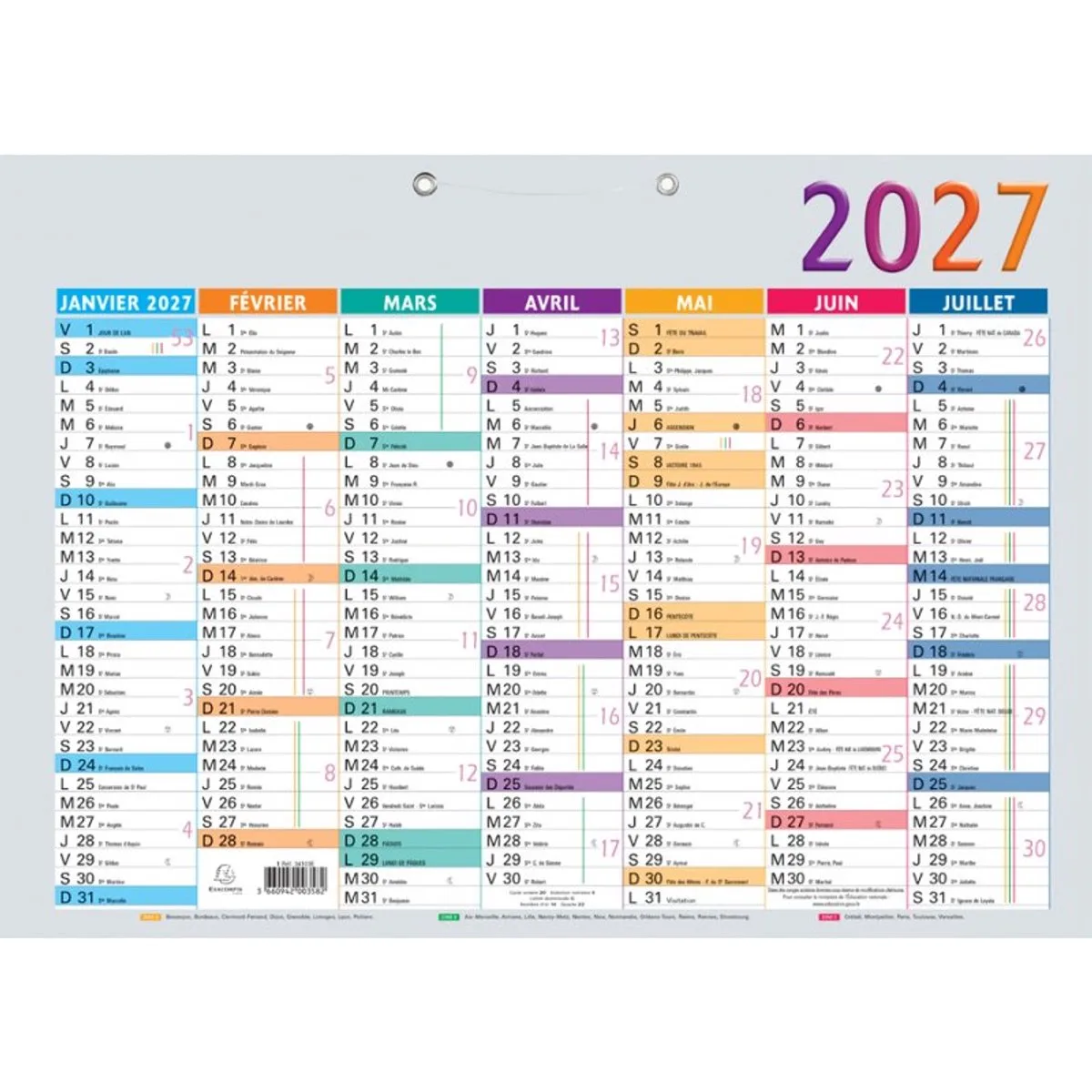kalender 2027, 295 x 220 mm, 6 maanden per kant de Exacompta en Multicolore – photo produit