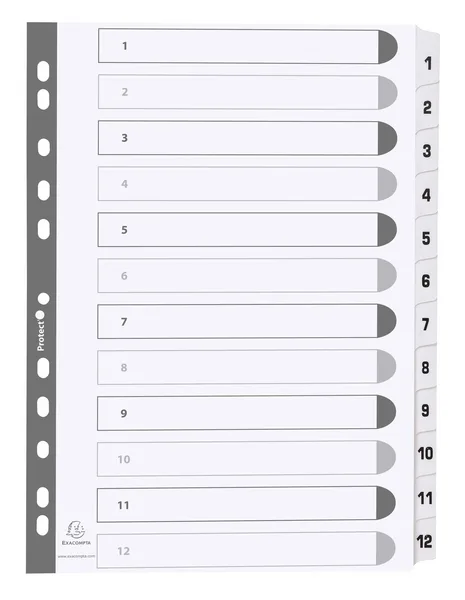 Karton-Register 1-12, DIN A4, weiß, 12-teilig från Exacompta – produktbild